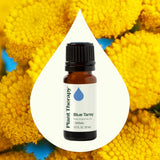 Plant Therapy frasco abierto con color azul intenso del aceite