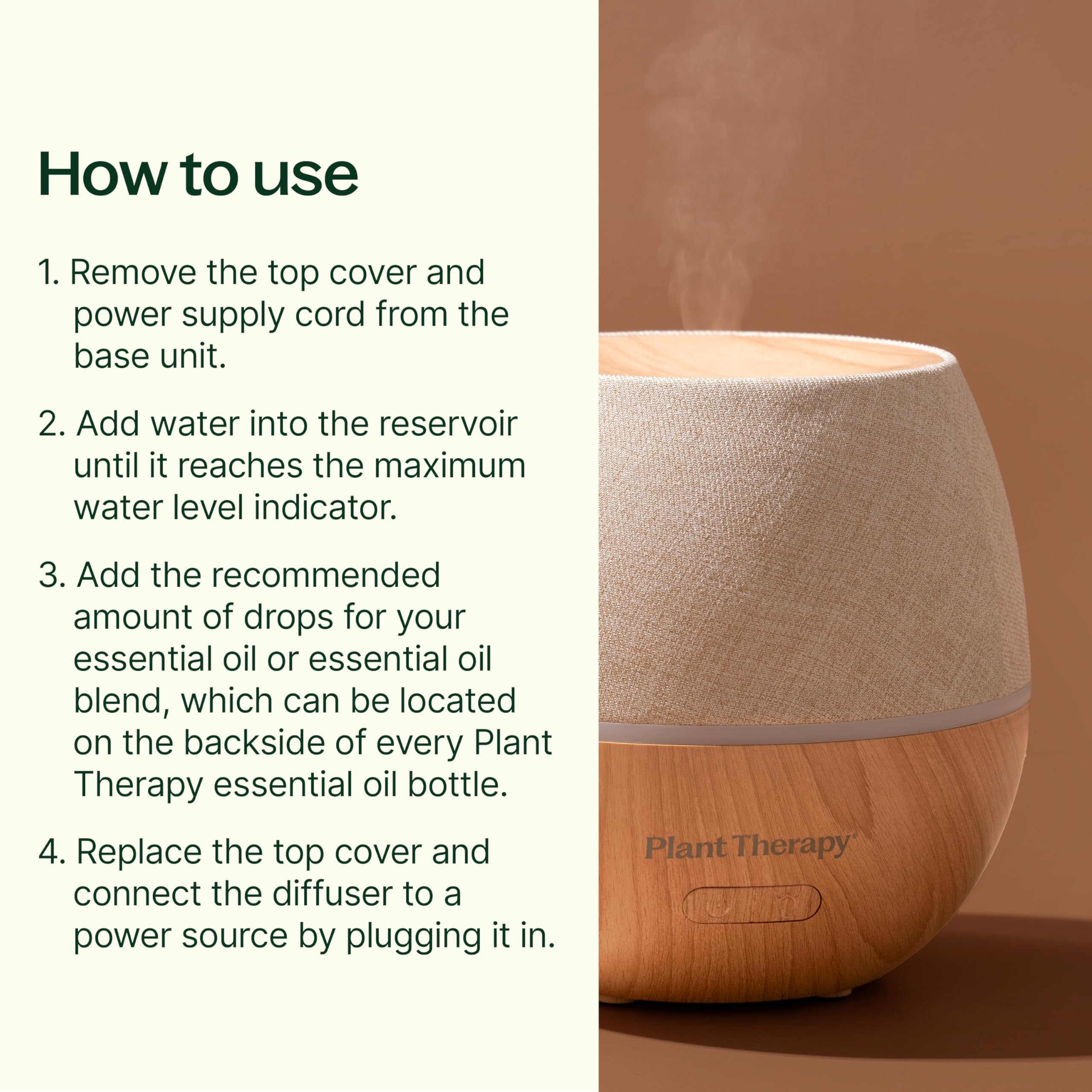 Plant Therapy detalle tapa tipo lino que aporta textura y calidez