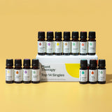 Plant Therapy etiquetas con números de lote y análisis GC‑MS visibles