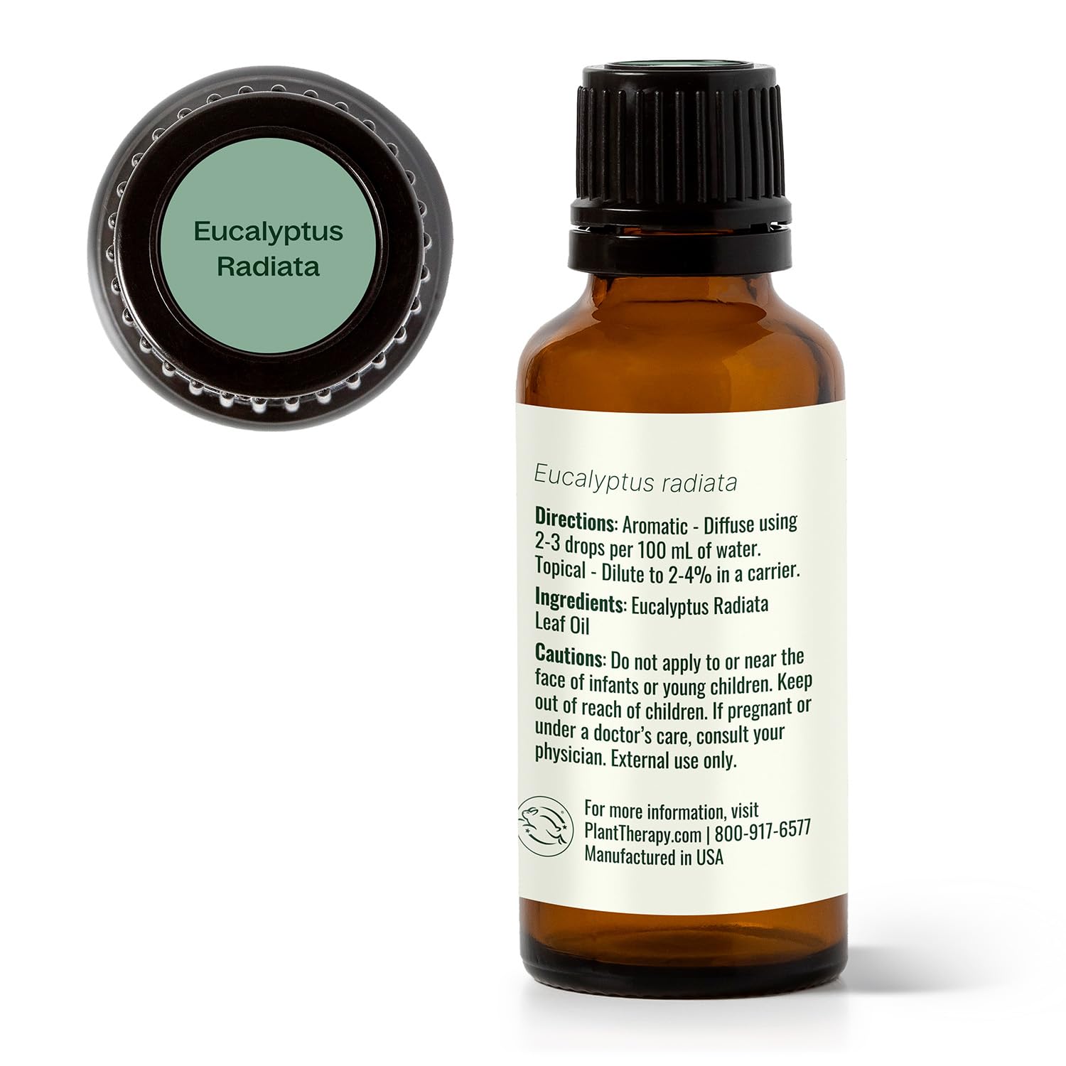 Plant Therapy etiqueta con ingredientes de Eucalyptus Radiata mostrando información clara