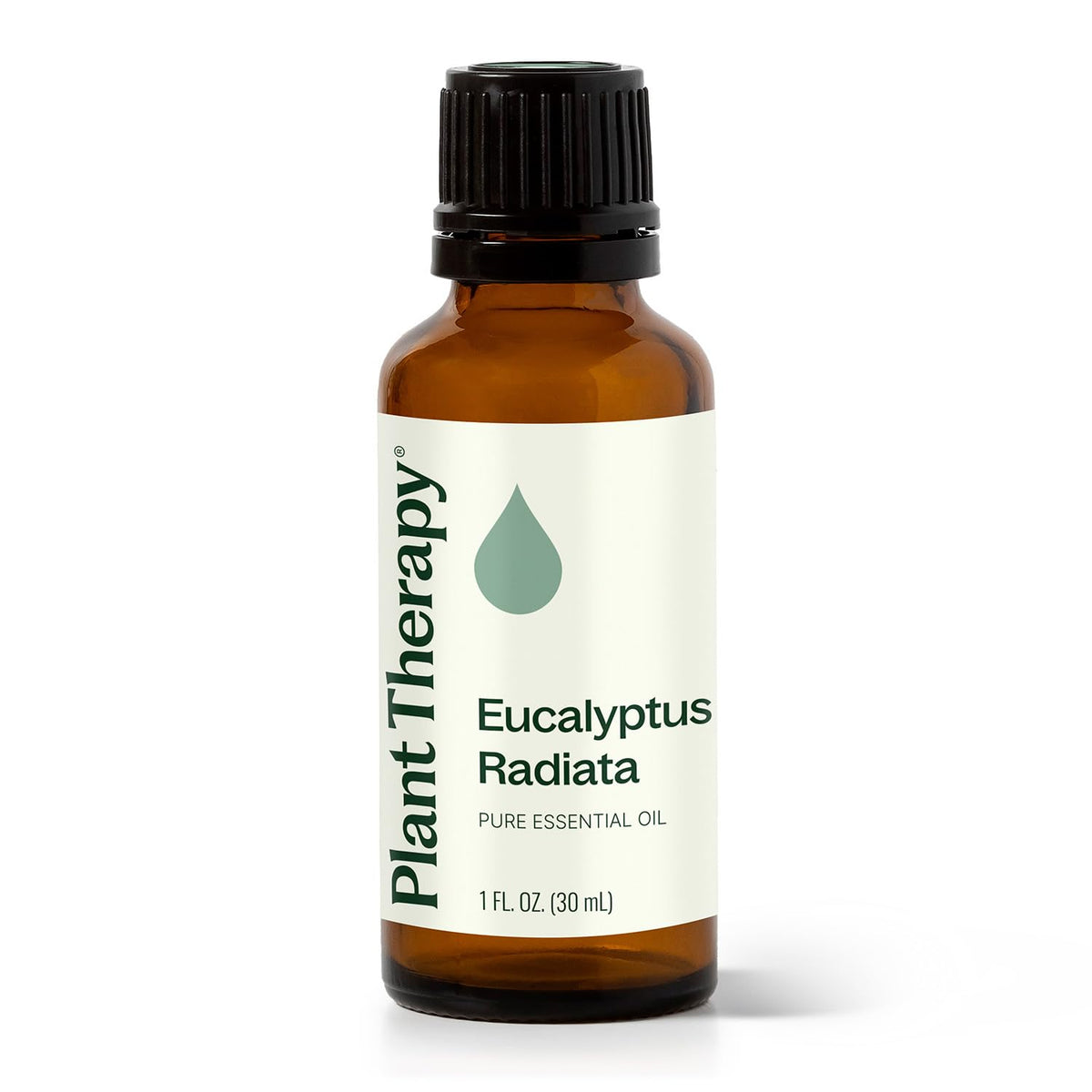 Plant Therapy frasco frontal Eucalyptus Radiata mostrando el envase y beneficio aromaterapia