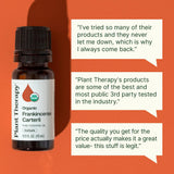 Plant Therapy gota de aceite en la mano mostrando textura y absorción