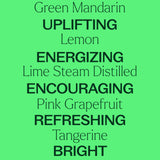 Plant Therapy frascos junto a frutas frescas, origen natural visible