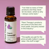 Plant Therapy gota de aceite de lavanda en primer plano mostrando claridad