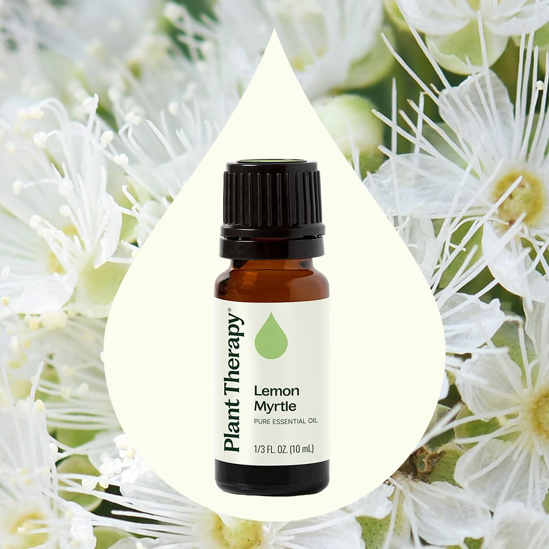 Plant Therapy botella abierta con gotero para dosificación precisa de Lemon Myrtle