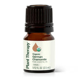 Plant Therapy frasco frontal mostrando manzanilla alemana y pureza