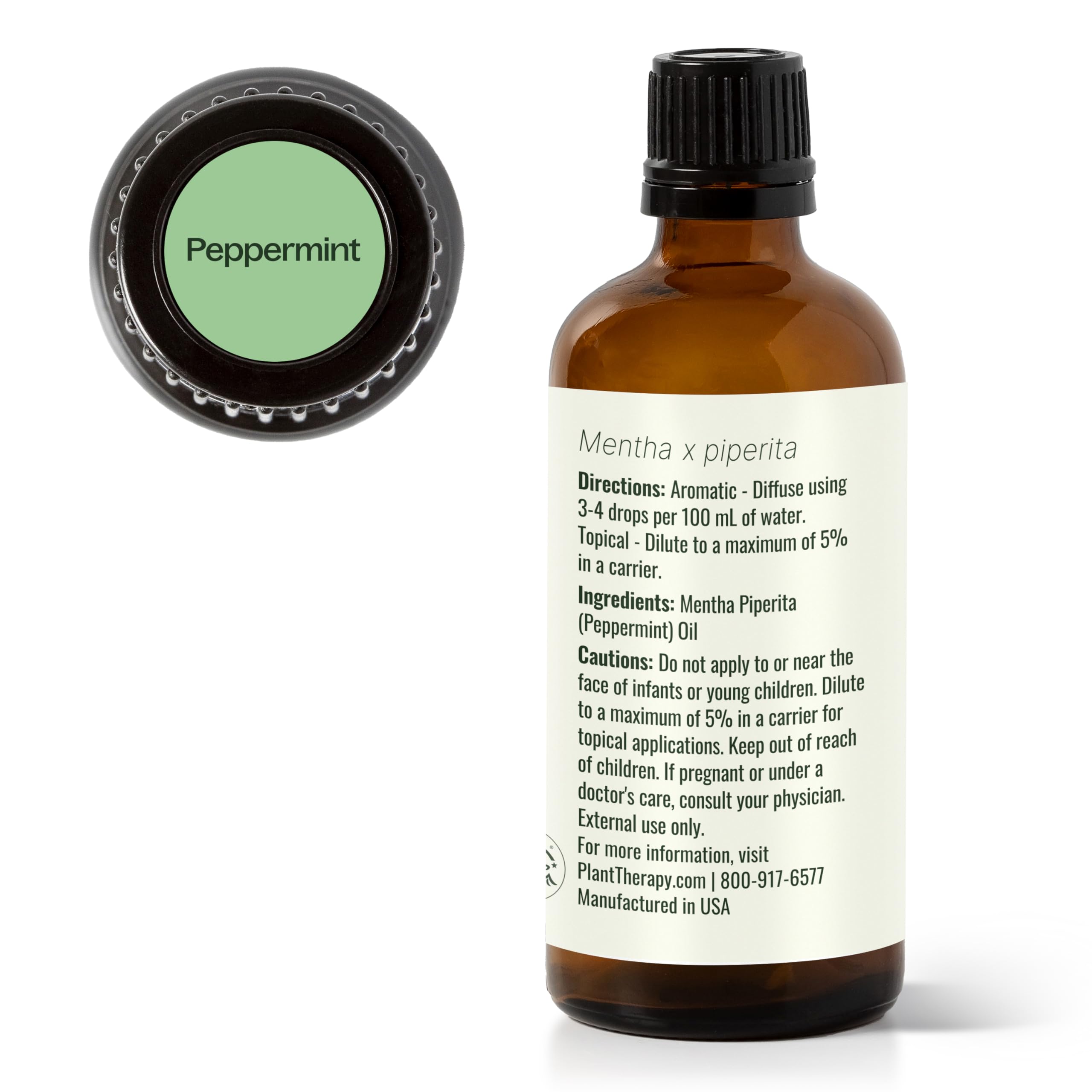 Plant Therapy certificado de lote junto a la botella que muestra control de calidad