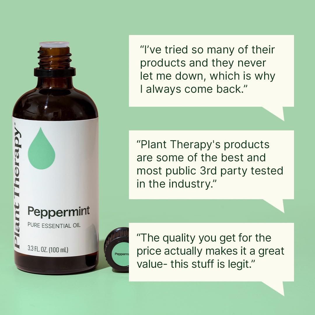 Plant Therapy gota de aceite con textura, muestra concentración y frescor