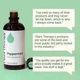 Plant Therapy gota de aceite con textura, muestra concentración y frescor