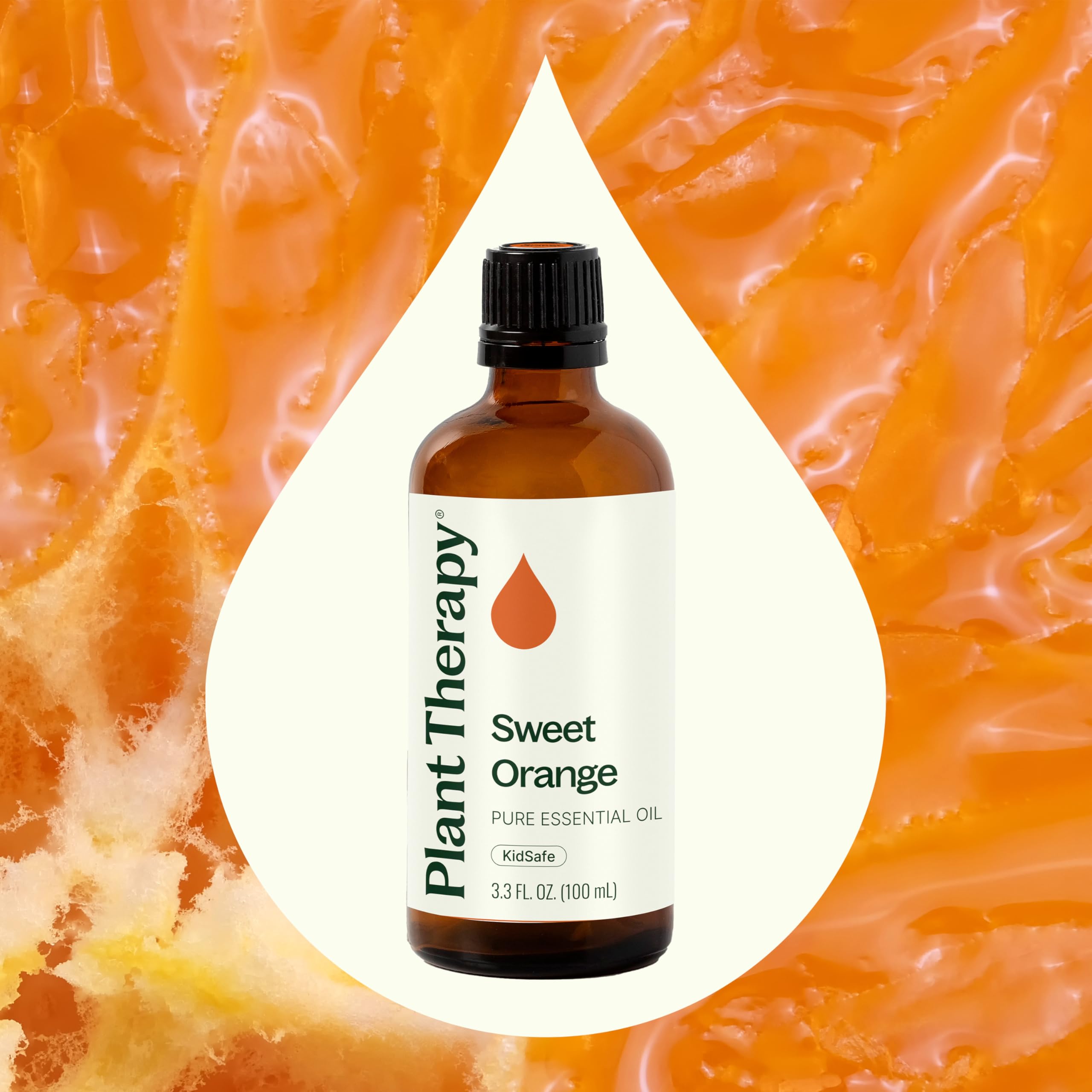 Plant Therapy gota de aceite de naranja dulce en piel demostrando textura ligera y absorción