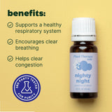 Plant Therapy detalle de la etiqueta Nighty Night con ingredientes y pureza visibles