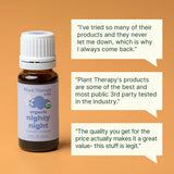 Plant Therapy flores y corteza que representan ingredientes de Nighty Night