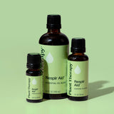 Plant Therapy botella de 30 mL al lado de una regla, ilustra escala real del producto