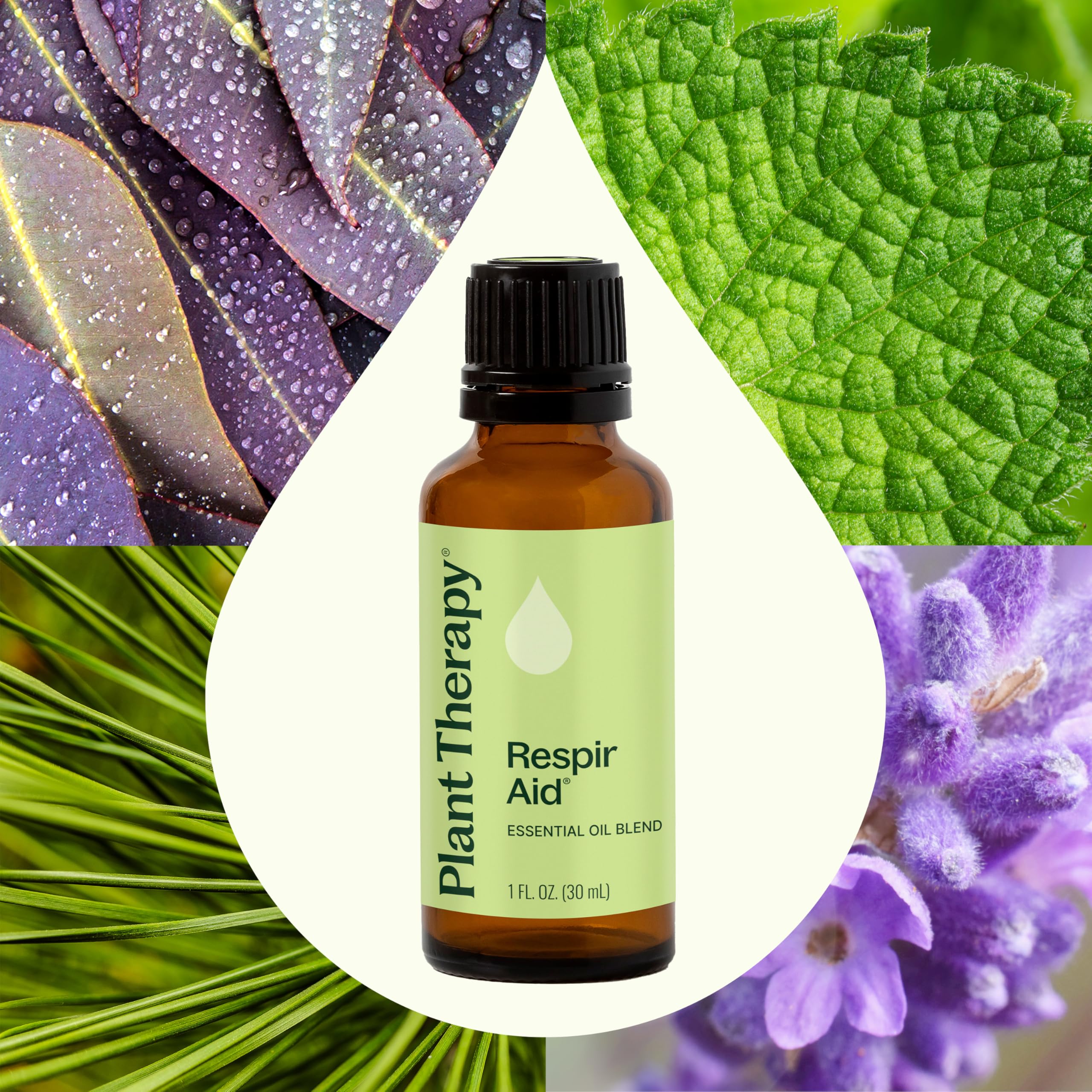 Plant Therapy gota de Respir Aid en piel sintética mostrando textura y absorción