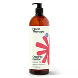 Plant Therapy botella frontal de aceite de ricino orgánico mostrando etiqueta clara y tamaño