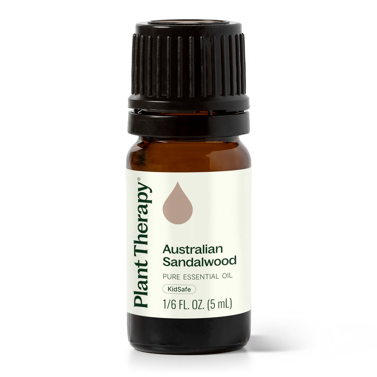 Plant Therapy frasco frontal de Sandalwood Australian mostrando envase y tamaño