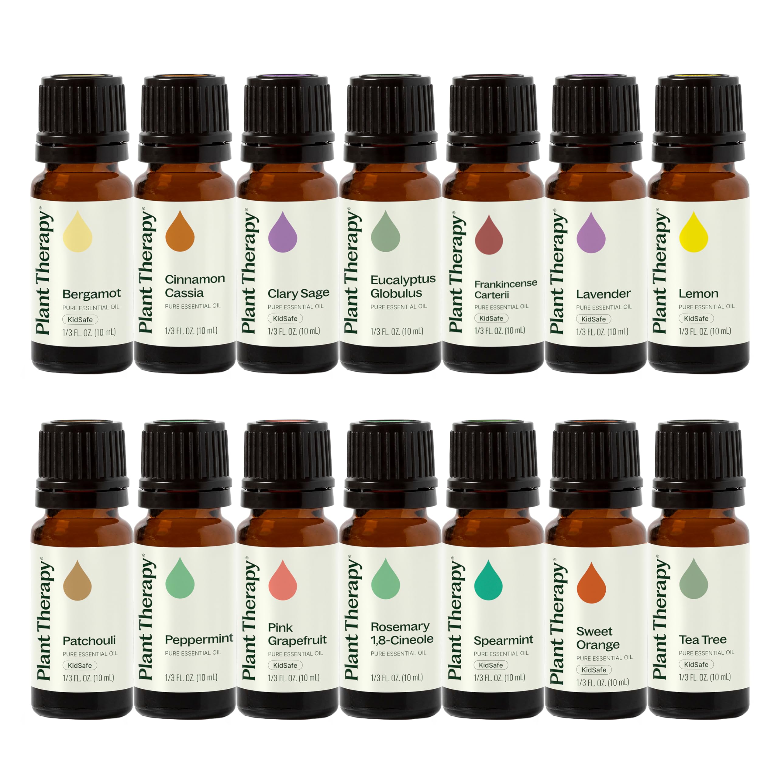 Plant Therapy vista frontal del set de 14 botellas, variedad y conveniencia