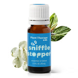 Plant Therapy botella frontal mostrando Sniffle Stopper y sus beneficios