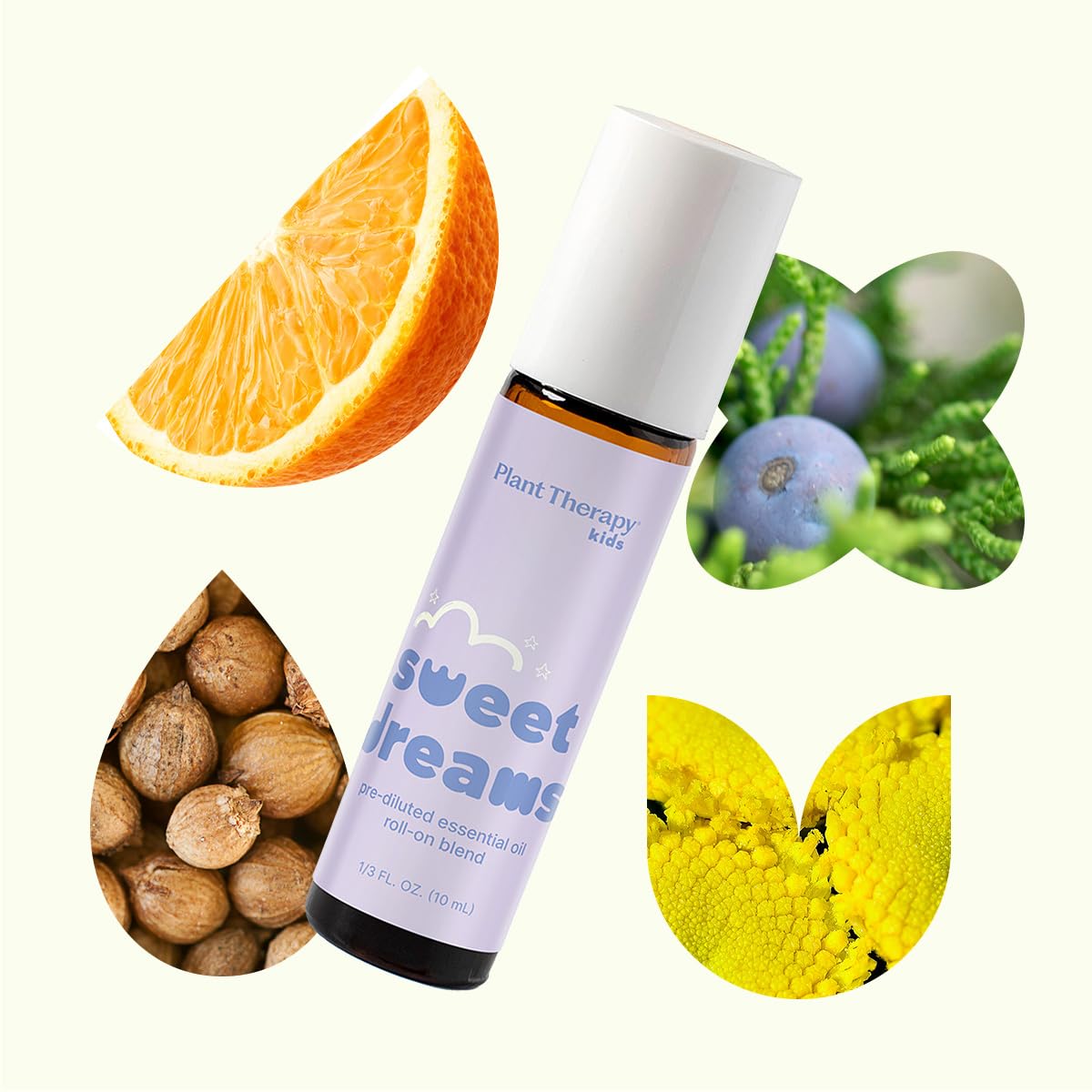 Plant Therapy botella 10 mL junto a una moneda para mostrar tamaño portátil