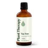 Plant Therapy frasco frontal de Tea Tree 100 mL mostrando el envase y tamaño
