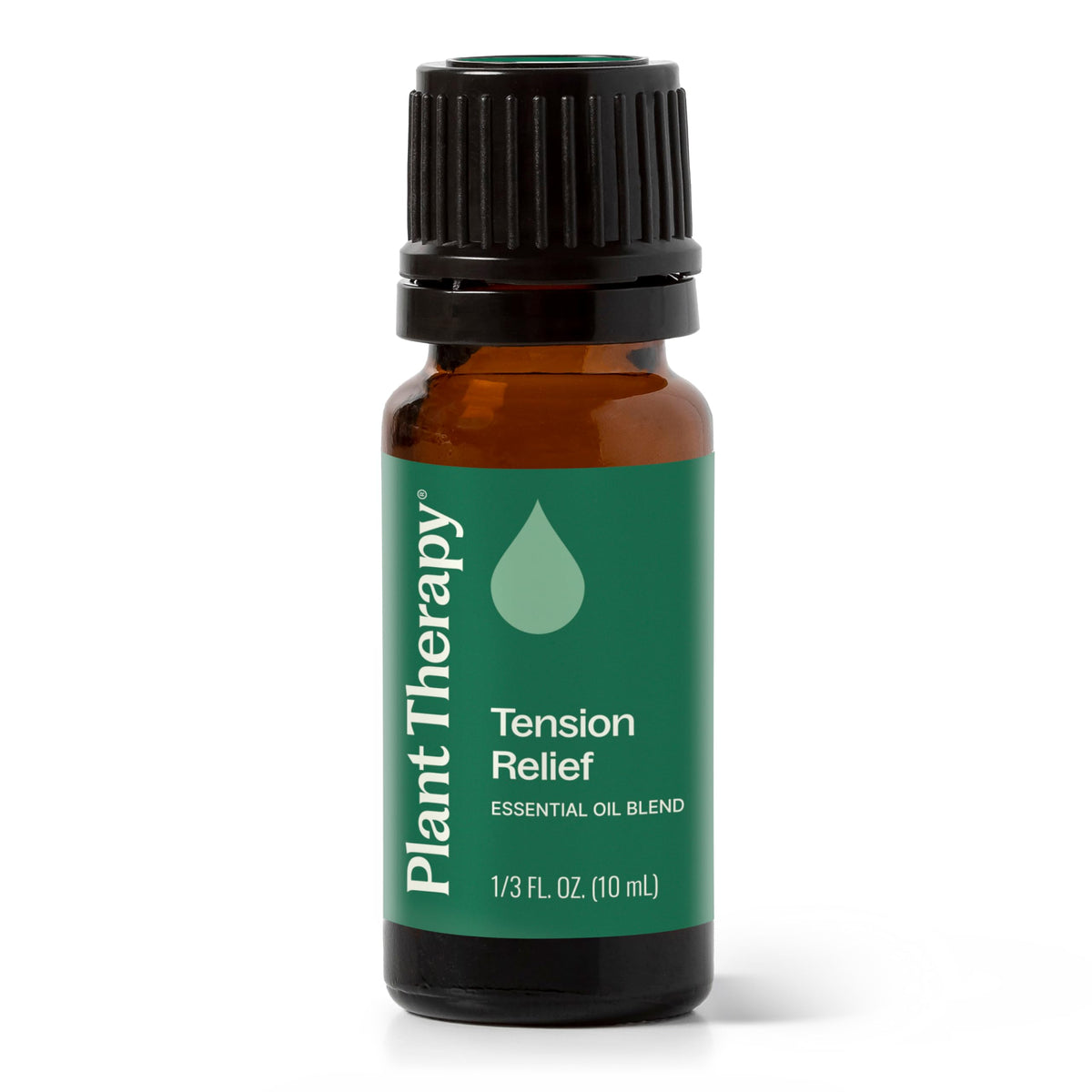 Plant Therapy aceite Tension Relief frente del envase mostrando botella y etiqueta, confianza en pureza