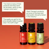 Plant Therapy aceite en manos demostrando pureza y beneficio sensación natural