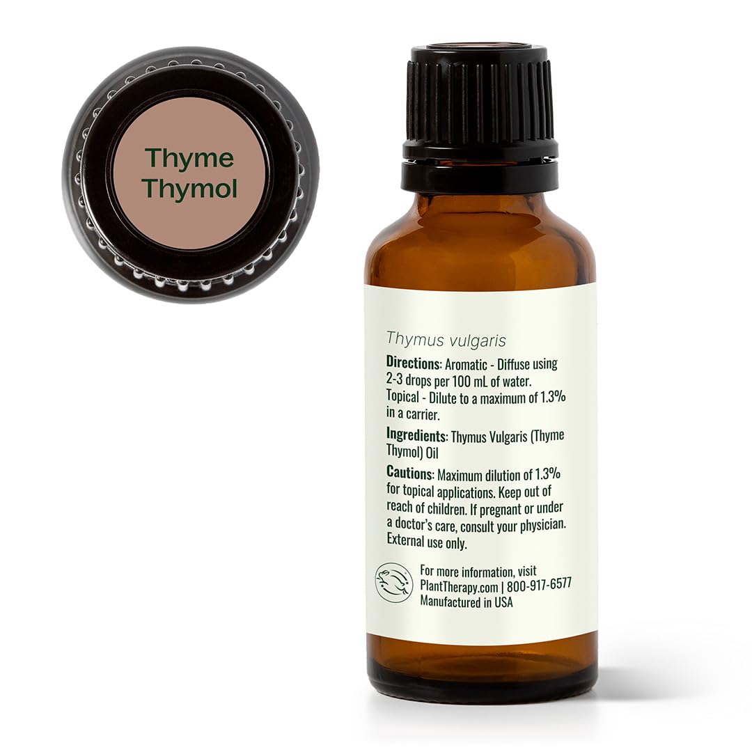 Plant Therapy Thyme Thymol en contexto doméstico mostrando uso en limpieza casera