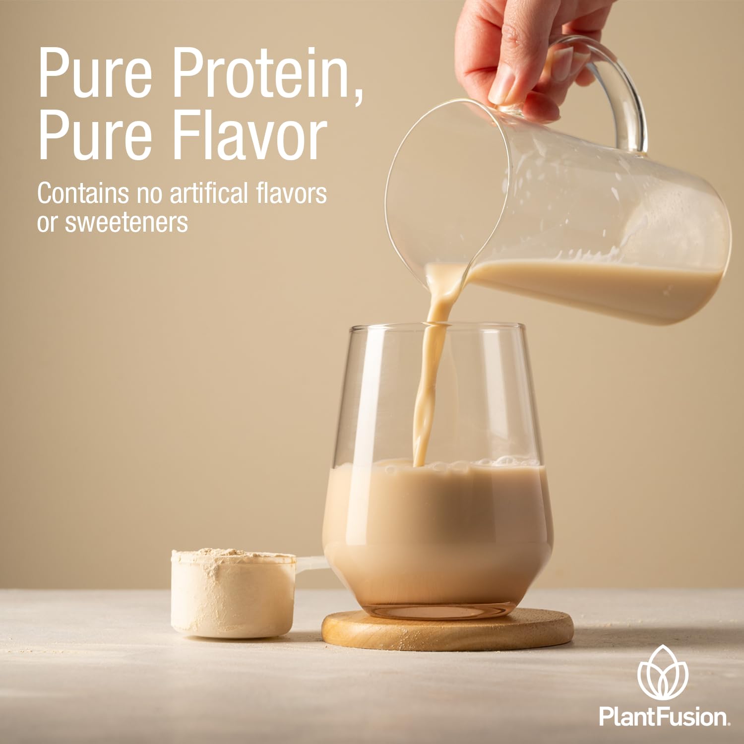 PlantFusion vaso con batido listo, sabor cremoso y mezcla sin grumos