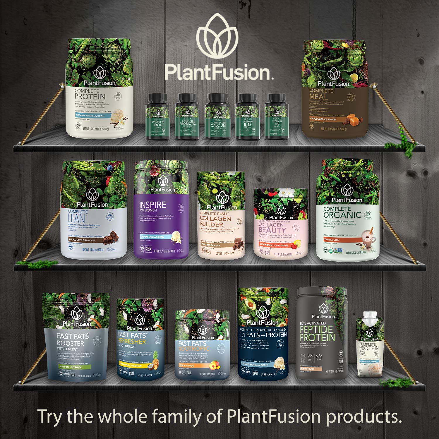 PlantFusion botella sobre fondo lifestyle destacando 90 cápsulas