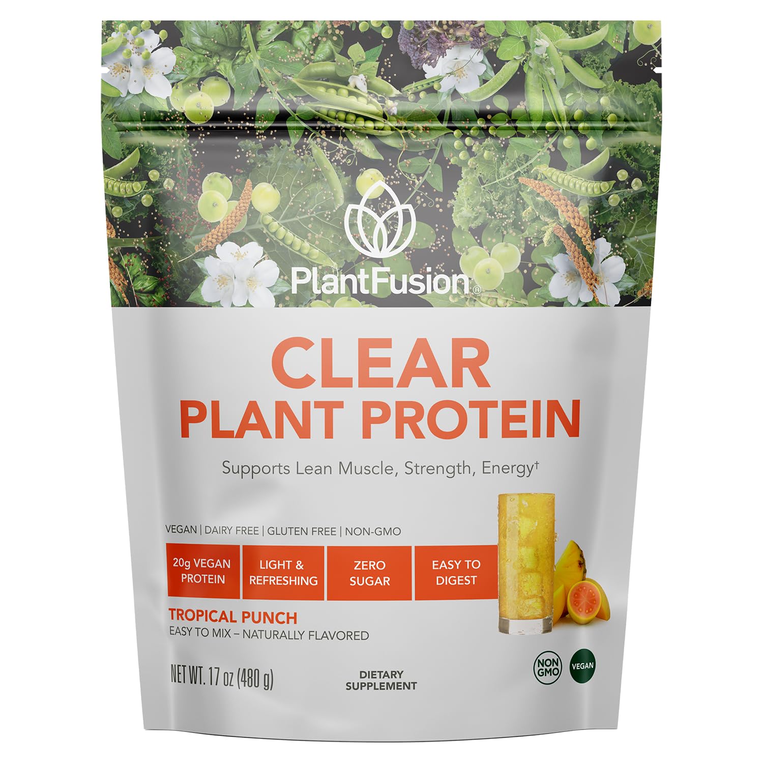 PlantFusion frente del envase mostrando diseño y beneficio de proteína limpia