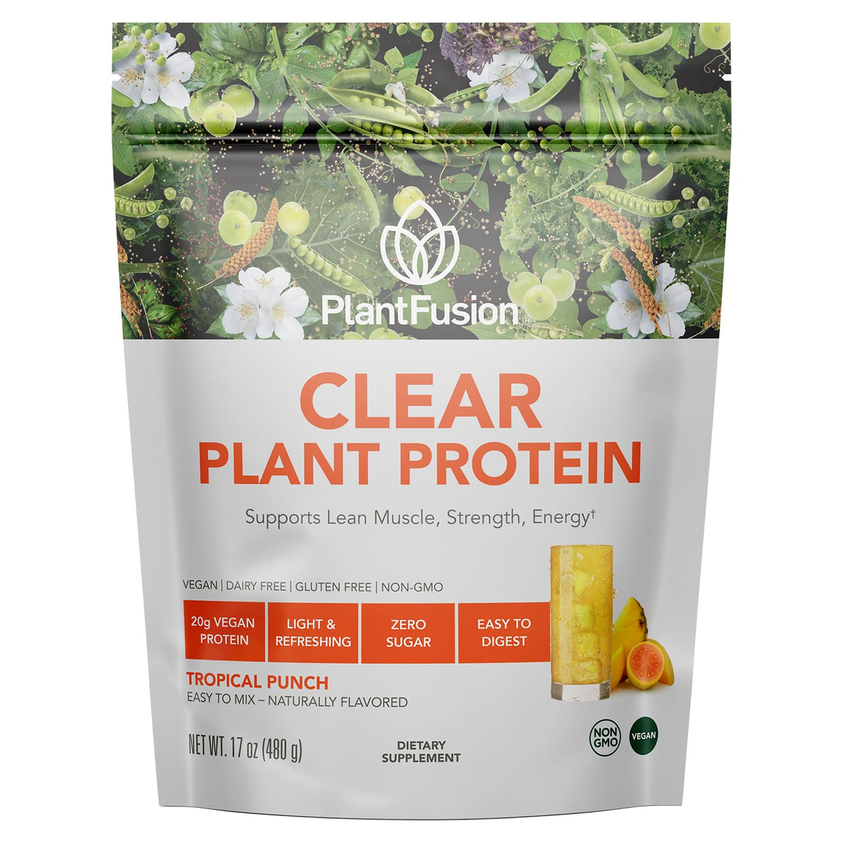 PlantFusion frente del envase mostrando diseño y beneficio de proteína limpia