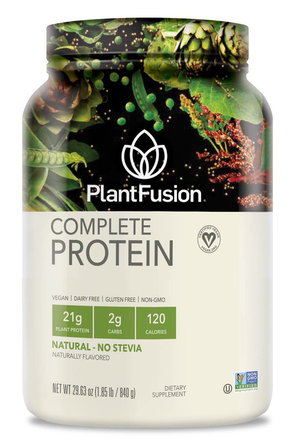 PlantFusion envase frontal mostrando etiqueta y beneficios claros