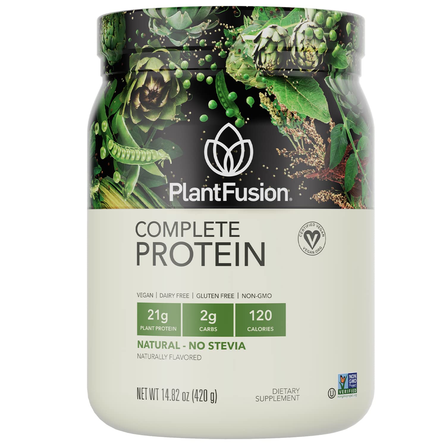 PlantFusion frente del envase mostrando diseño y cantidad de proteína