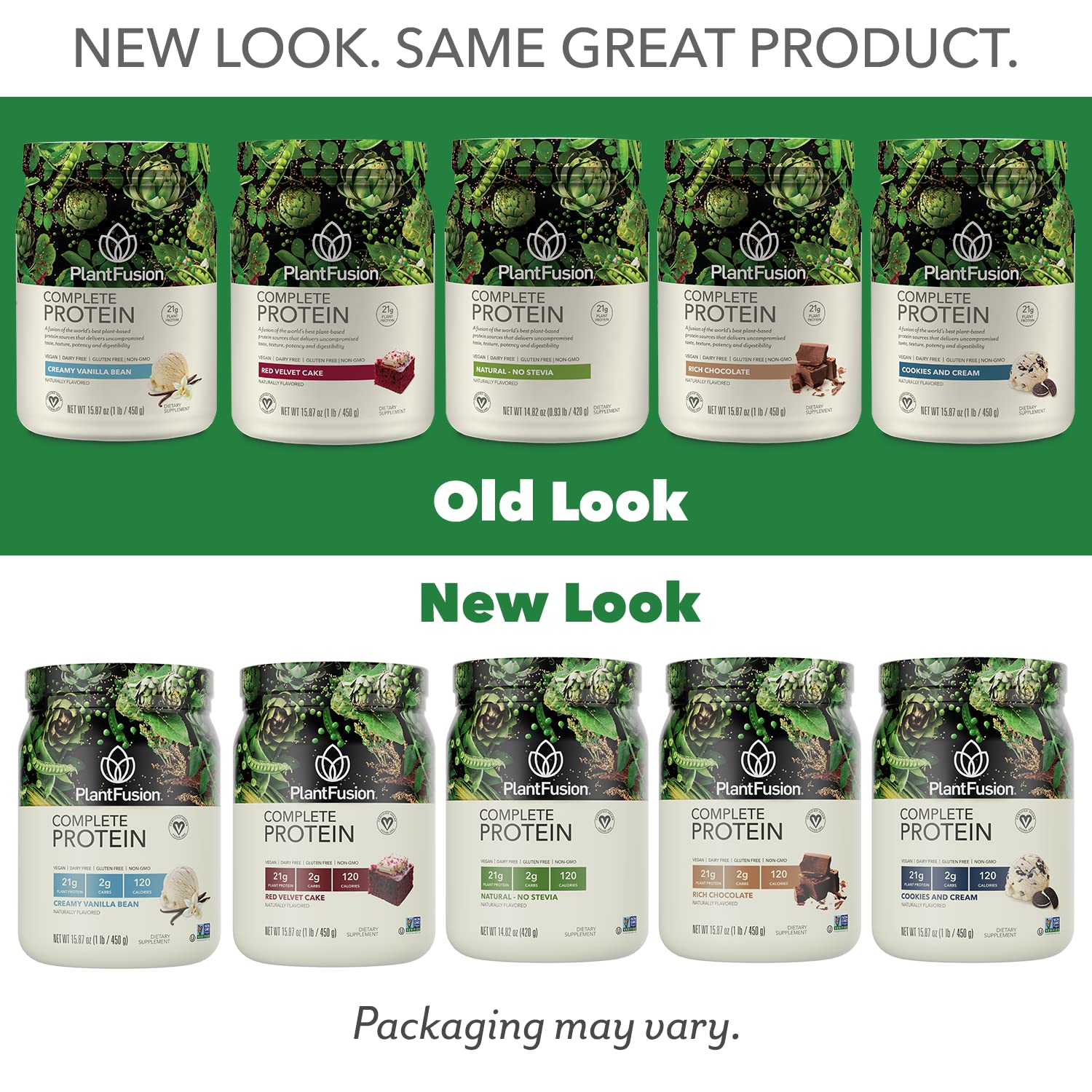 PlantFusion ingredientes naturales exhibidos para destacar edulcorantes Flavor Pure