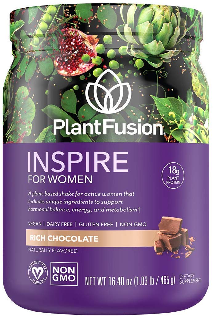 PlantFusion empaque frontal mostrando sabor Rich Chocolate y beneficios principales