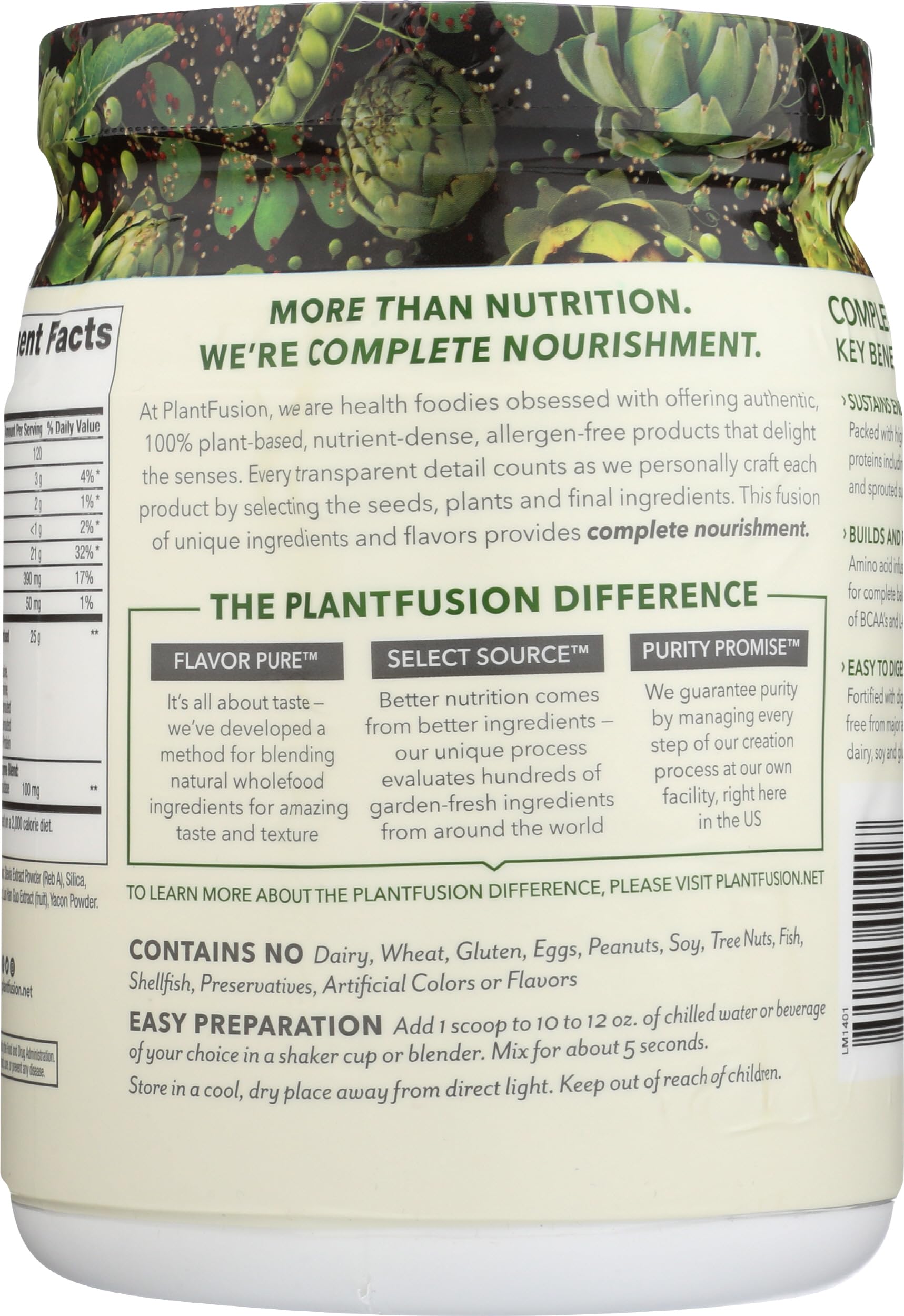 PlantFusion polvo textura fina ideal para mezclas suaves y sin grumos