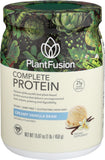 PlantFusion envase frontal vainilla mostrando beneficio proteína vegetal clara