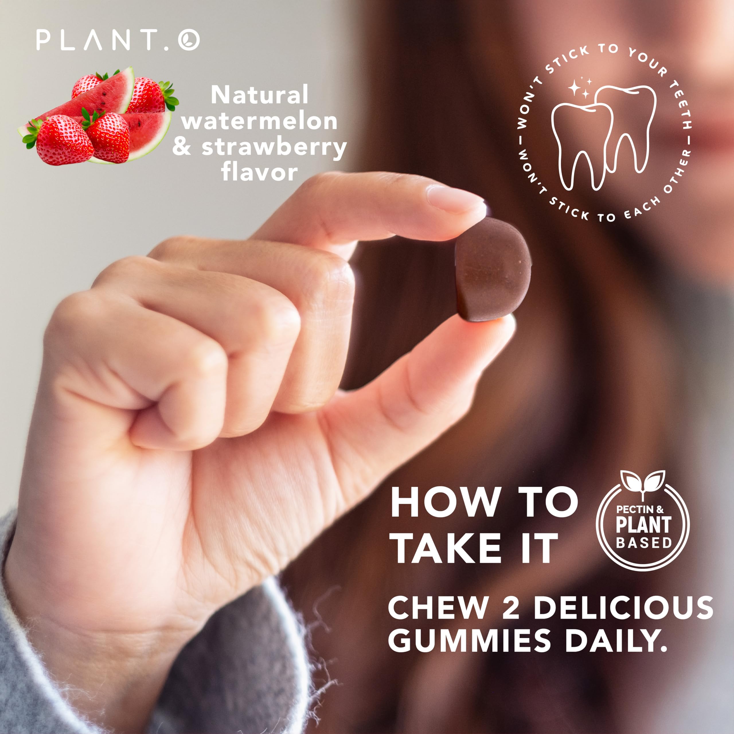 PLANT.O NUTRITION gominolas servidas en un plato, lista para consumo diario