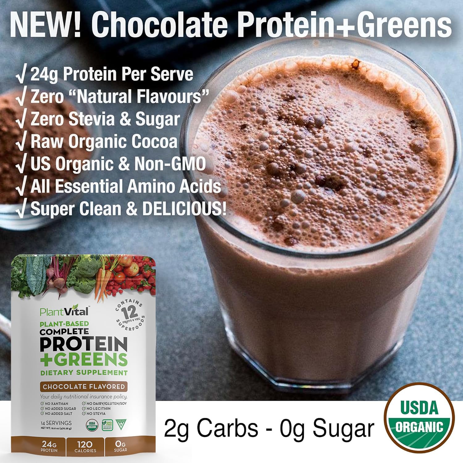 PlantVital surtido de superalimentos (kale, remolacha, espirulina) nutritivos