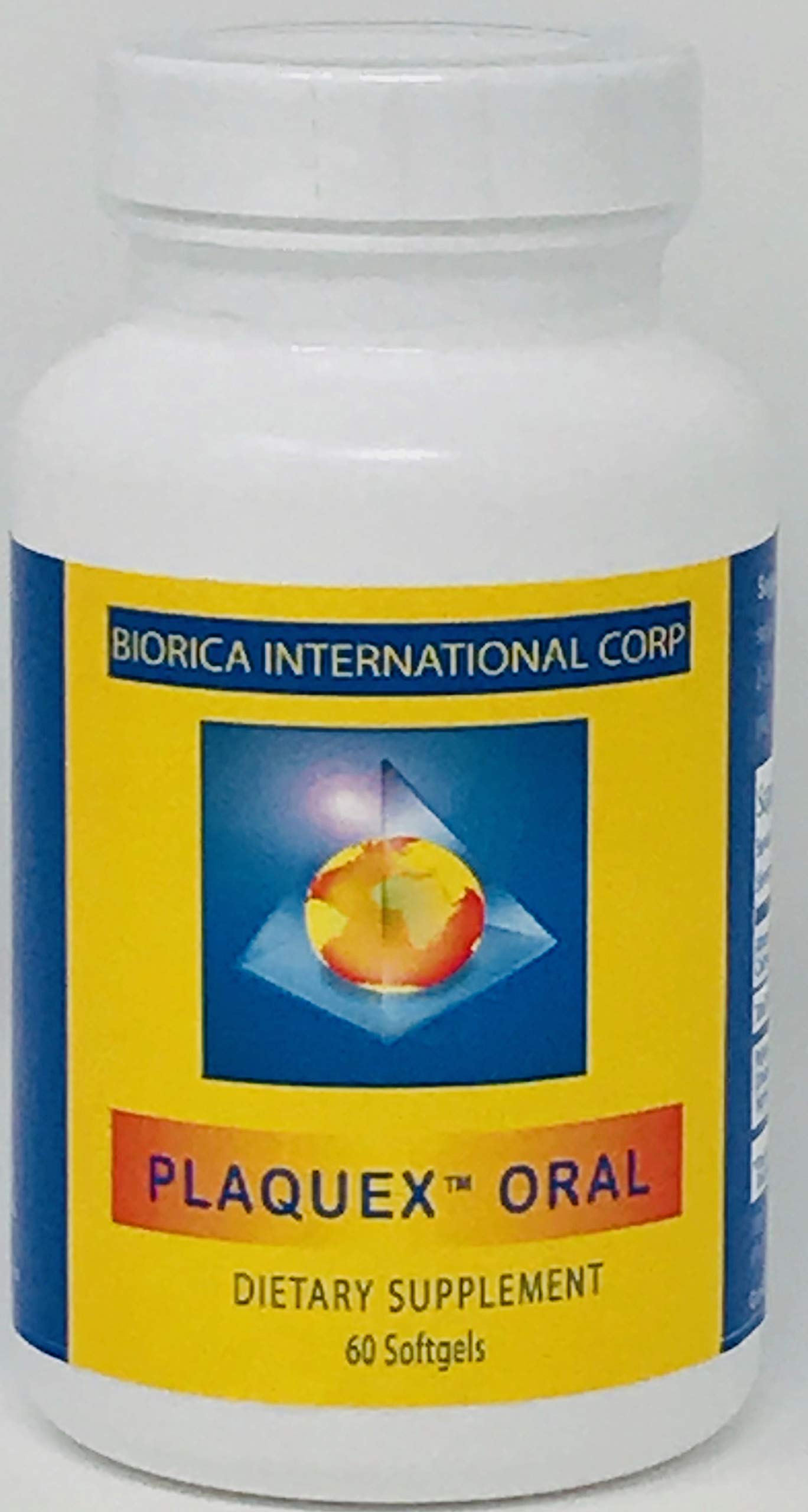 Plaquex frontal del empaque mostrando 60 softgels y etiqueta clara