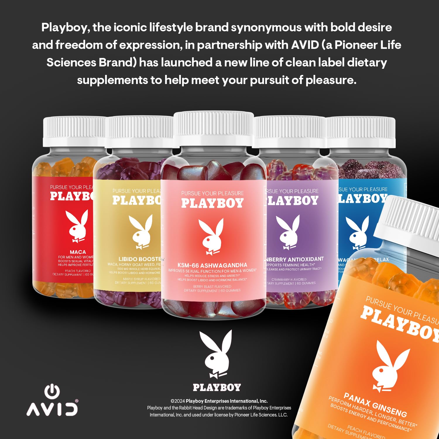Avid Playboy ilustración de durazno que enfatiza sabor natural y sensación agradable