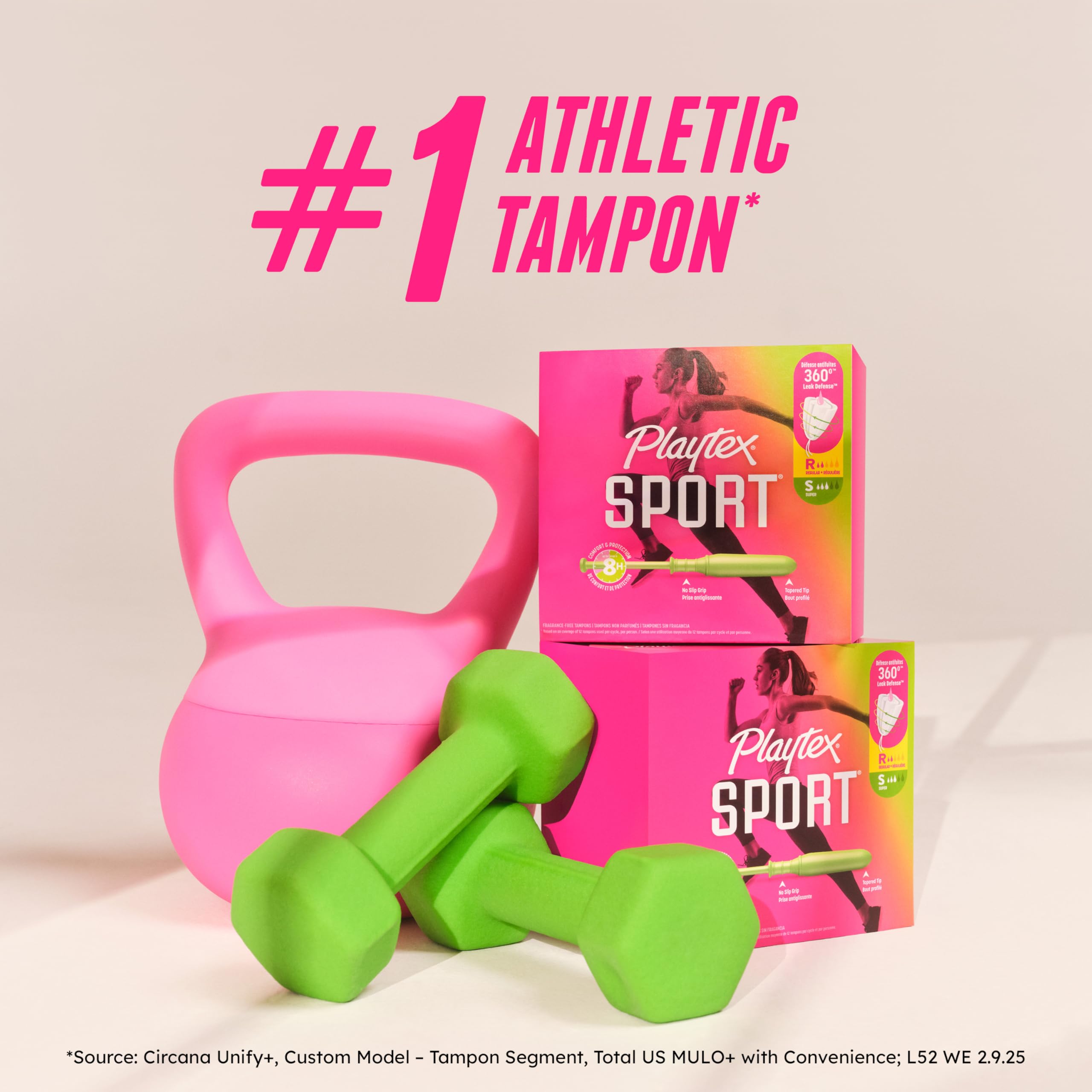 Playtex tampón sport dentro de un bolso deportivo para transporte discreto y cómodo