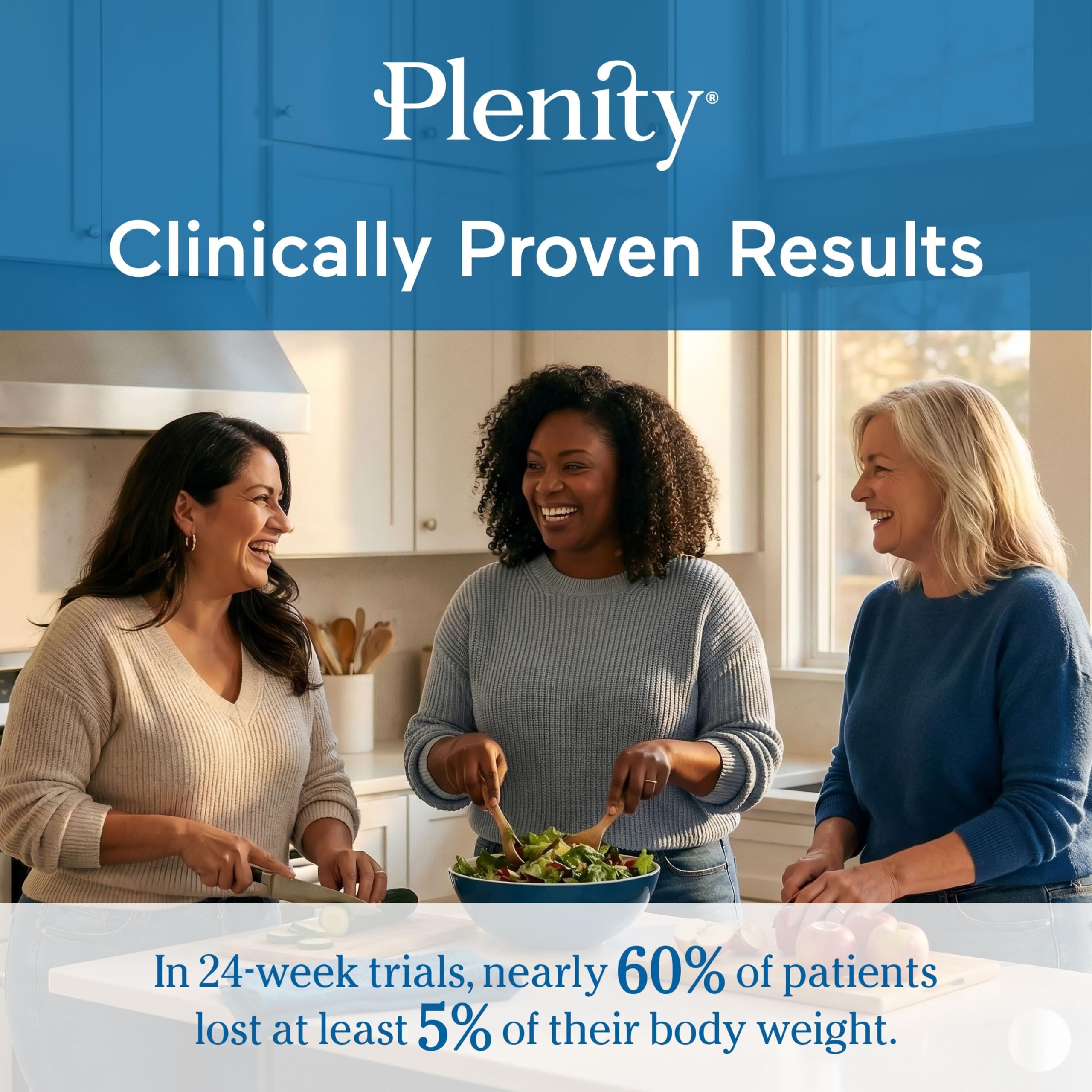 Etiqueta trasera de Plenity con ingredientes transparentes y sin estimulantes