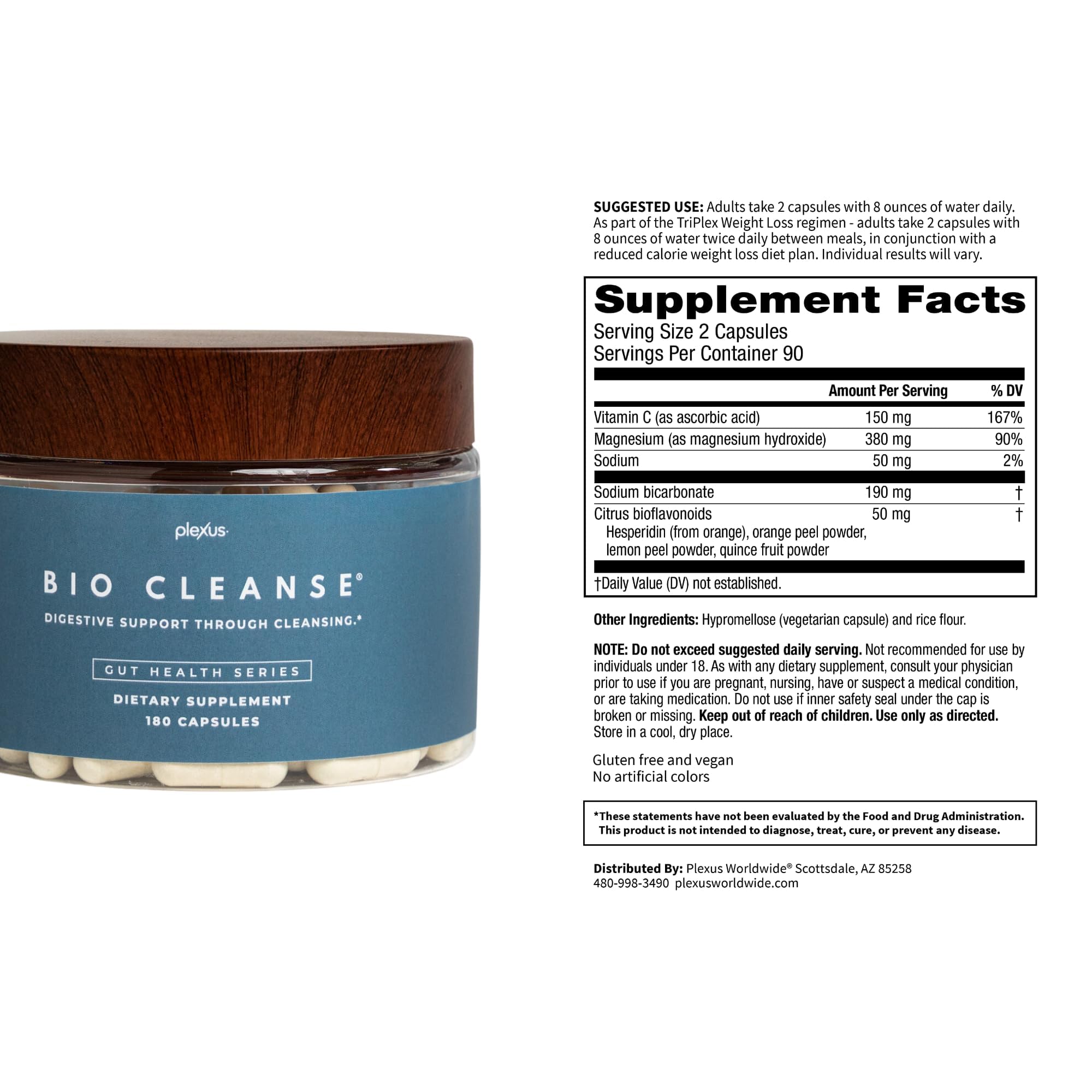 Plexus Bio Cleanse comparación de tamaño de frascos, visión del suministro