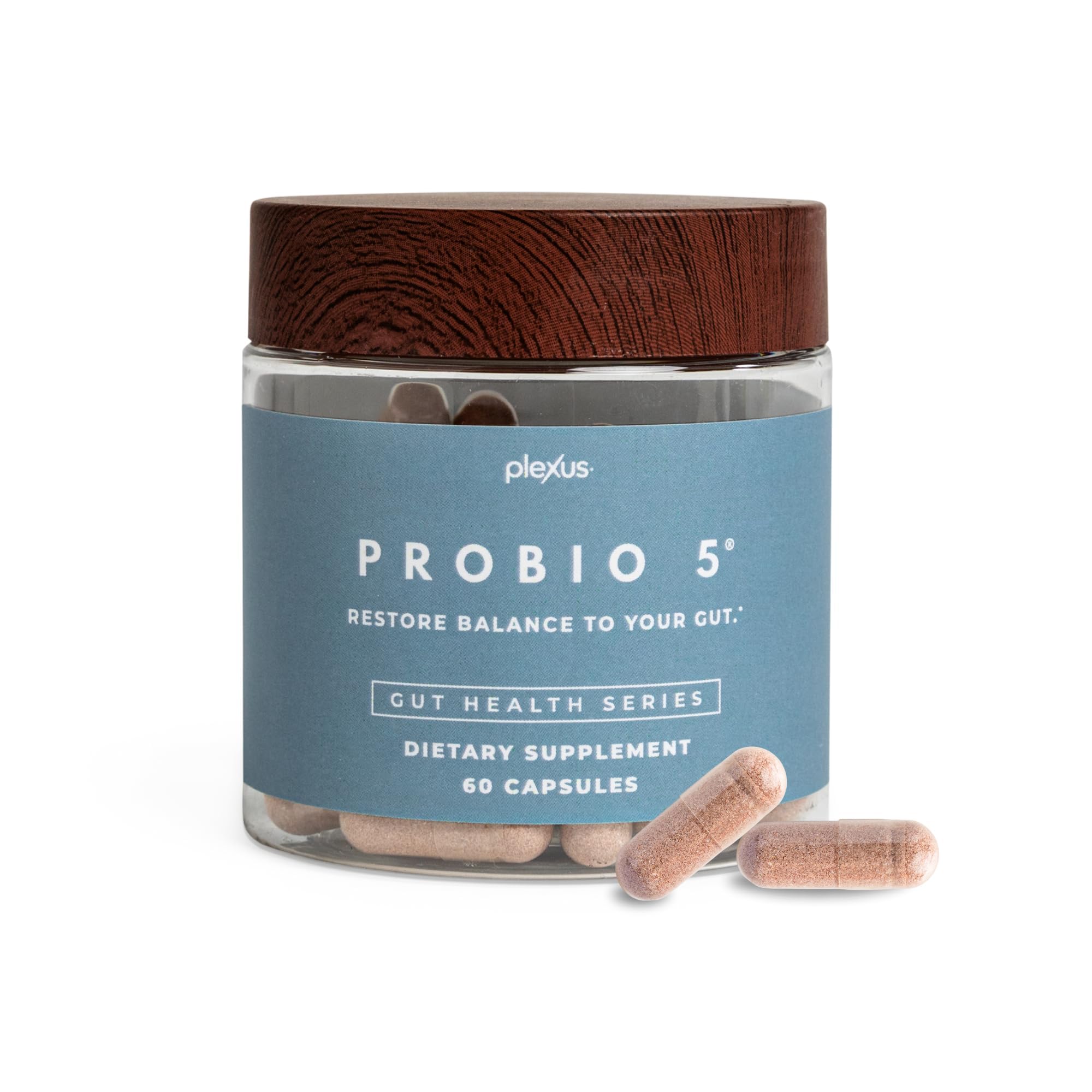 Plexus ProBio 5 frente del empaque mostrando dosis y beneficios