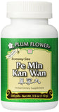 Plum Flower envase frontal de Pe Min Kan Wan 500 tabletas destaca ahorro y uso prolongado