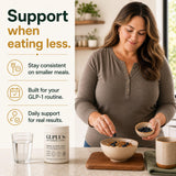 Plus+Ultra estilo de vida saludable con frasco en cocina, sugiere uso diario