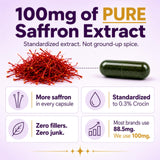 Plus+Ultra primer plano del extracto de azafrán en polvo mostrando pureza y estandarización