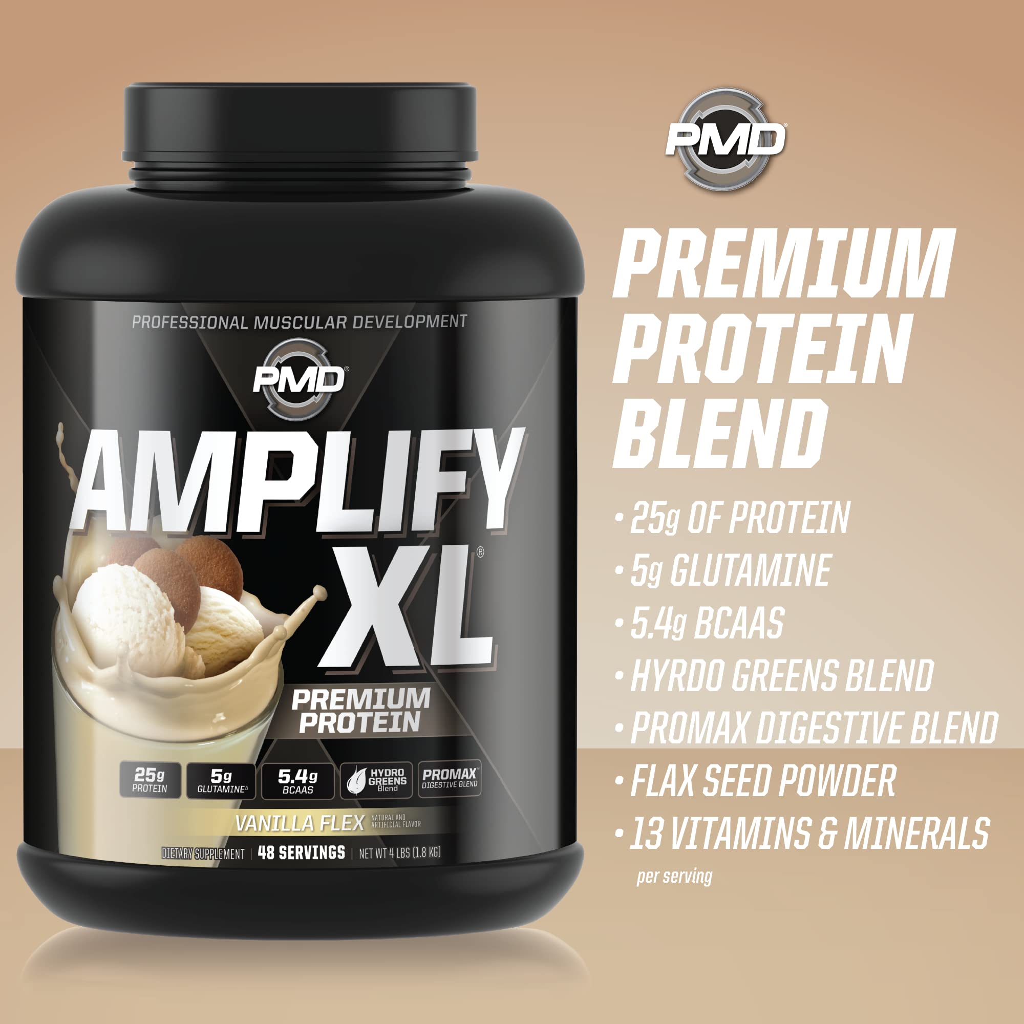 PMD batido de vainilla hecho con Amplify XL listo para recuperación postentreno