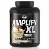 PMD envase frontal del suplemento Amplify XL mostrando sabor vainilla y 48 servicios